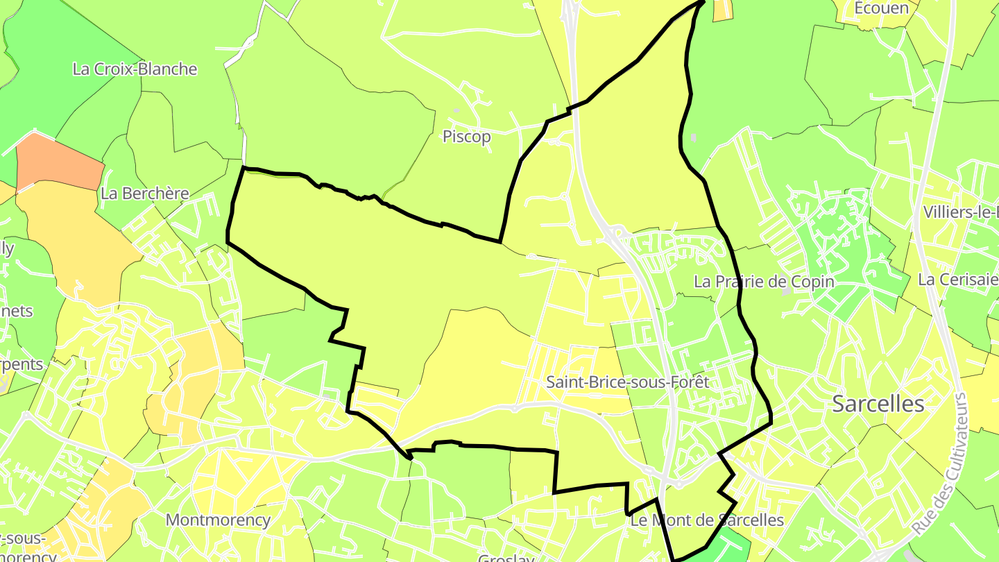 Carte des prix de l'immobilier Saint-Brice-sous-Forêt