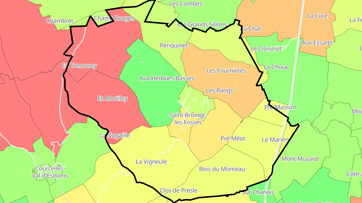 Carte des prix de l'immobilier Saint-Broingt-les-Fosses