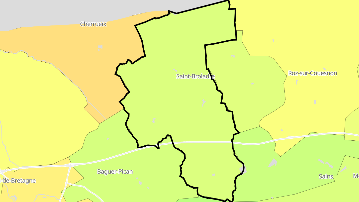 Carte des prix de l'immobilier Saint-Broladre