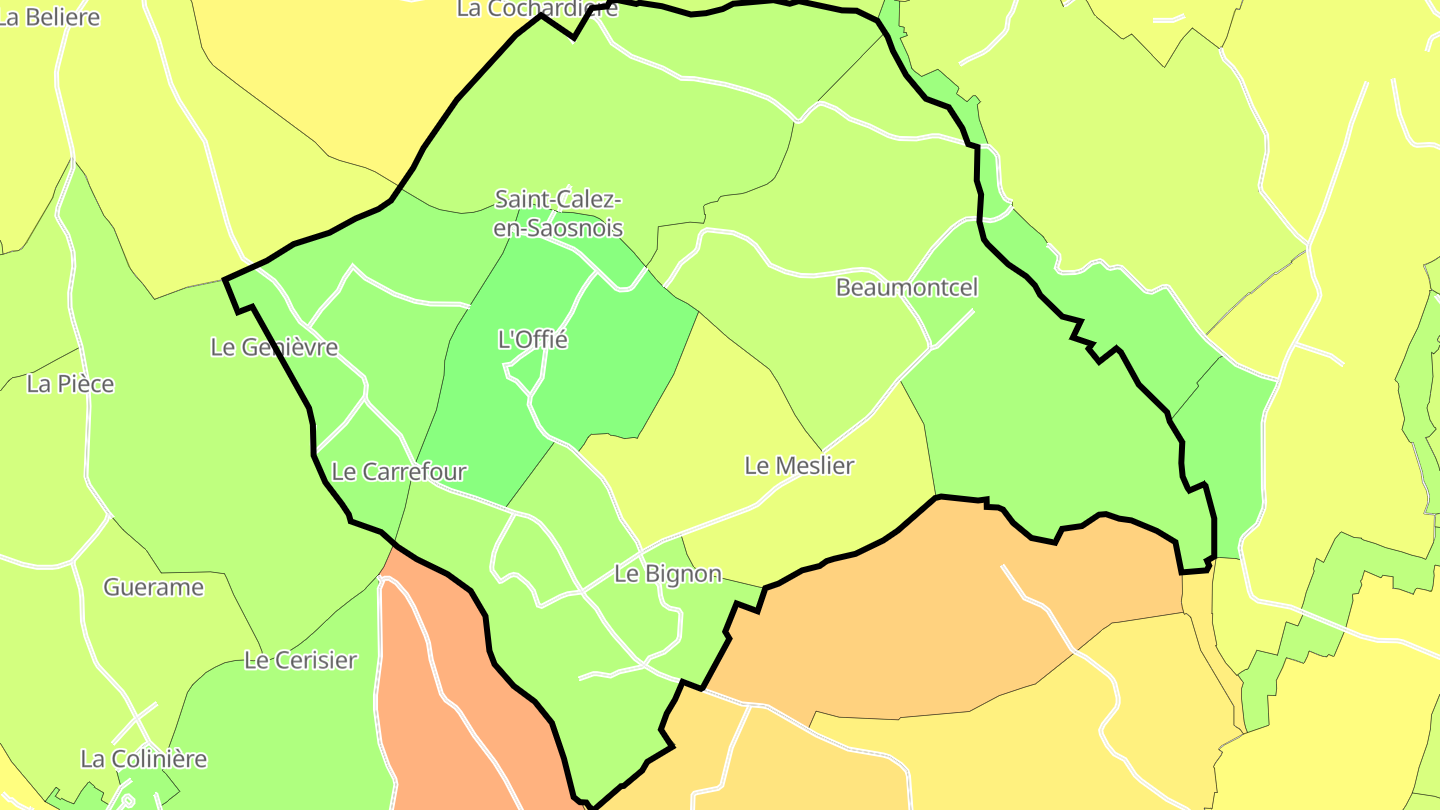 Carte des prix de l'immobilier Saint-Calez-en-Saosnois