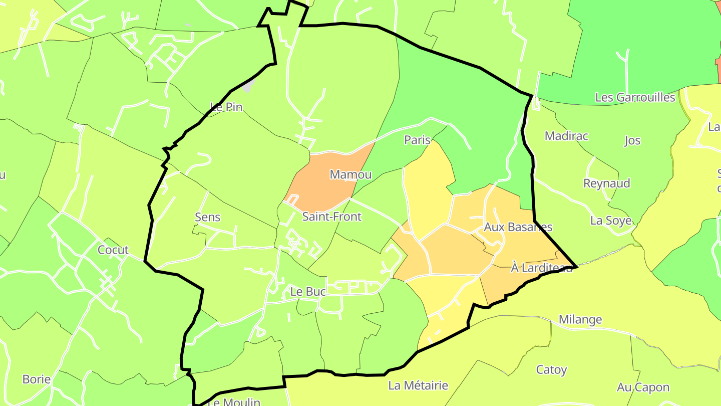 Carte des prix de l'immobilier Saint-Caprais-de-Bordeaux
