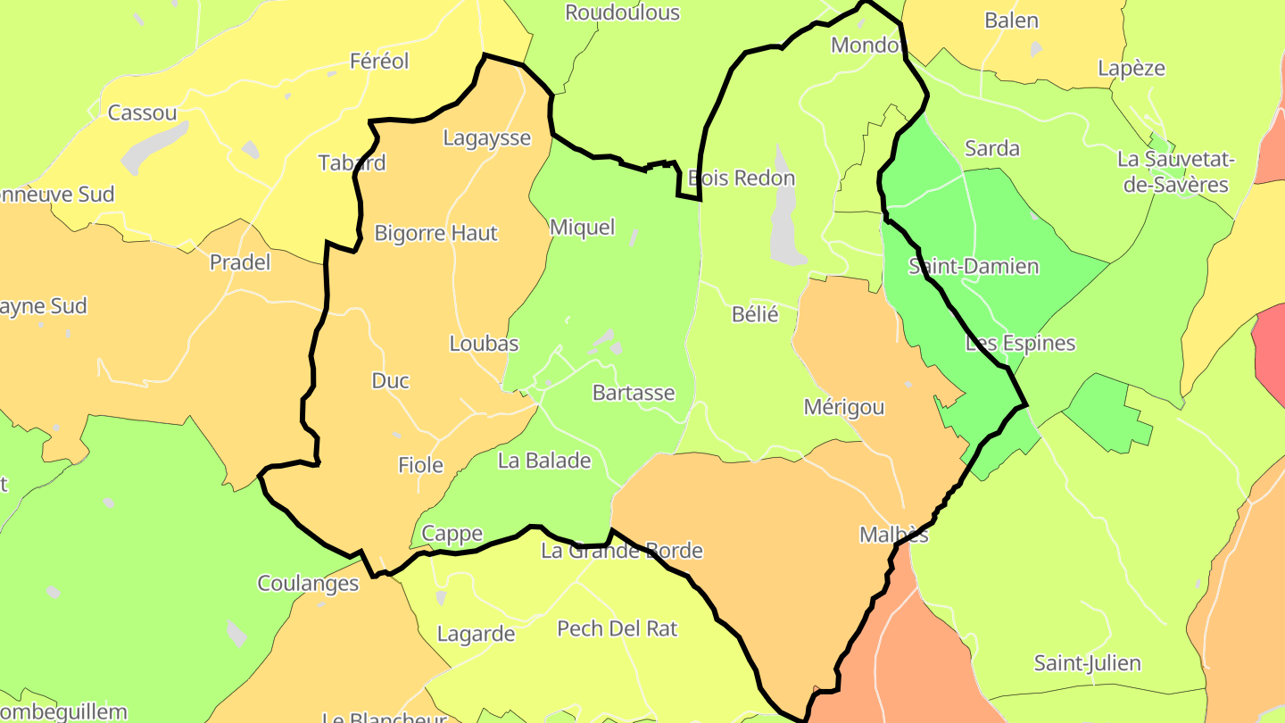 Carte des prix de l'immobilier Saint-Caprais-de-Lerm