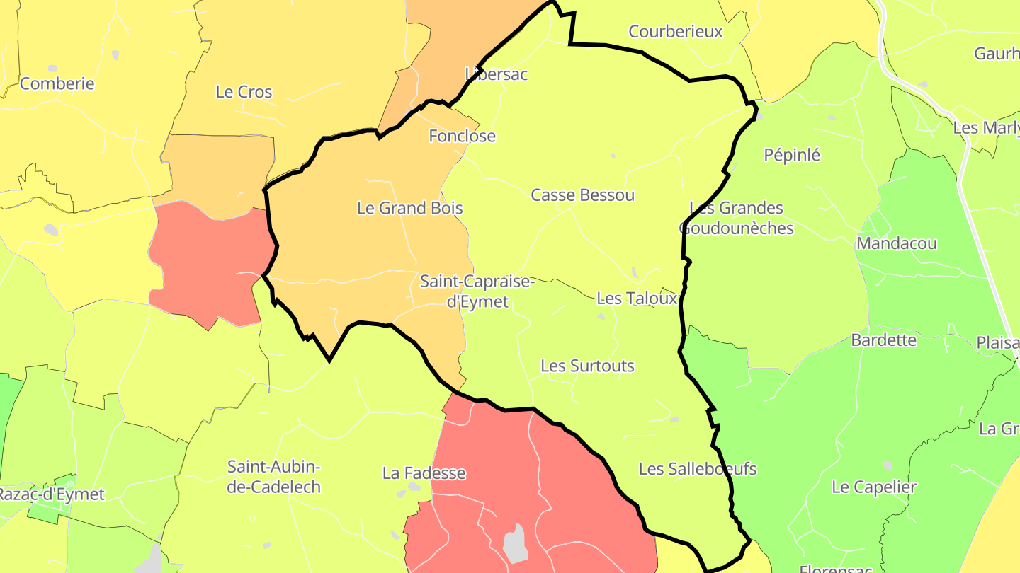 Carte des prix de l'immobilier Saint-Capraise-d'Eymet
