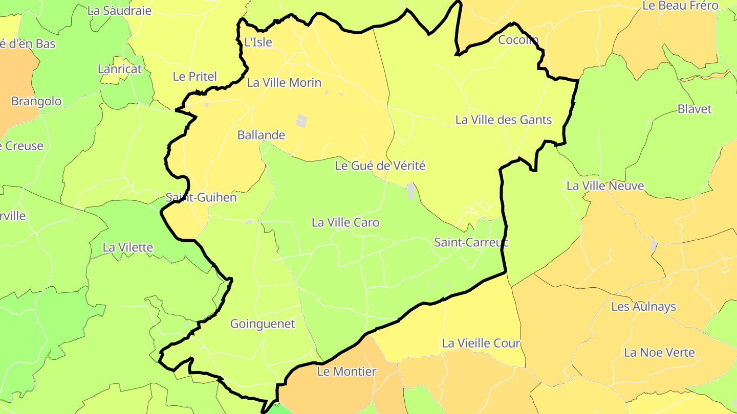Carte des prix de l'immobilier Saint-Carreuc