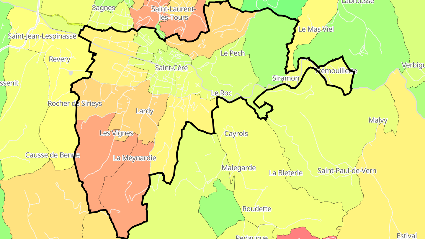 Carte des prix de l'immobilier Saint-Céré
