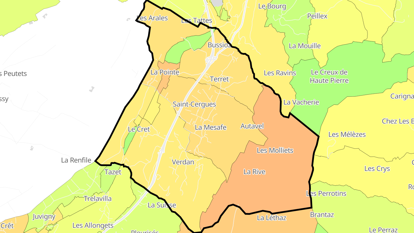 Carte des prix de l'immobilier Saint-Cergues