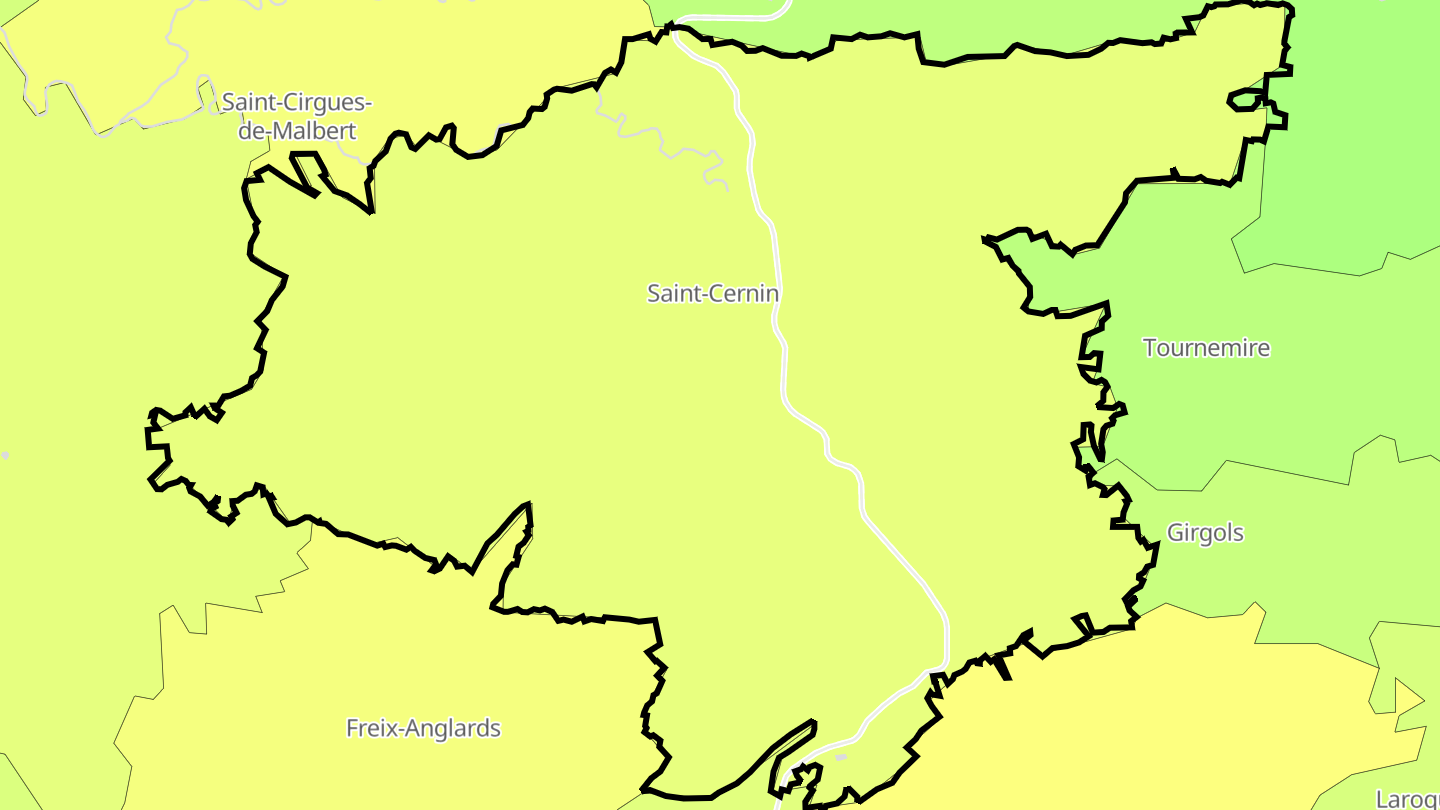 Carte des prix de l'immobilier Saint-Cernin