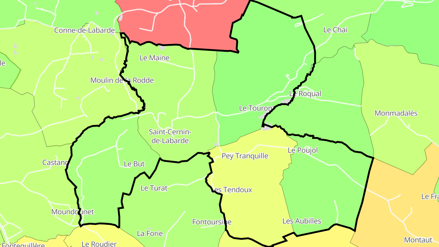 Carte des prix de l'immobilier Saint-Cernin-de-Labarde