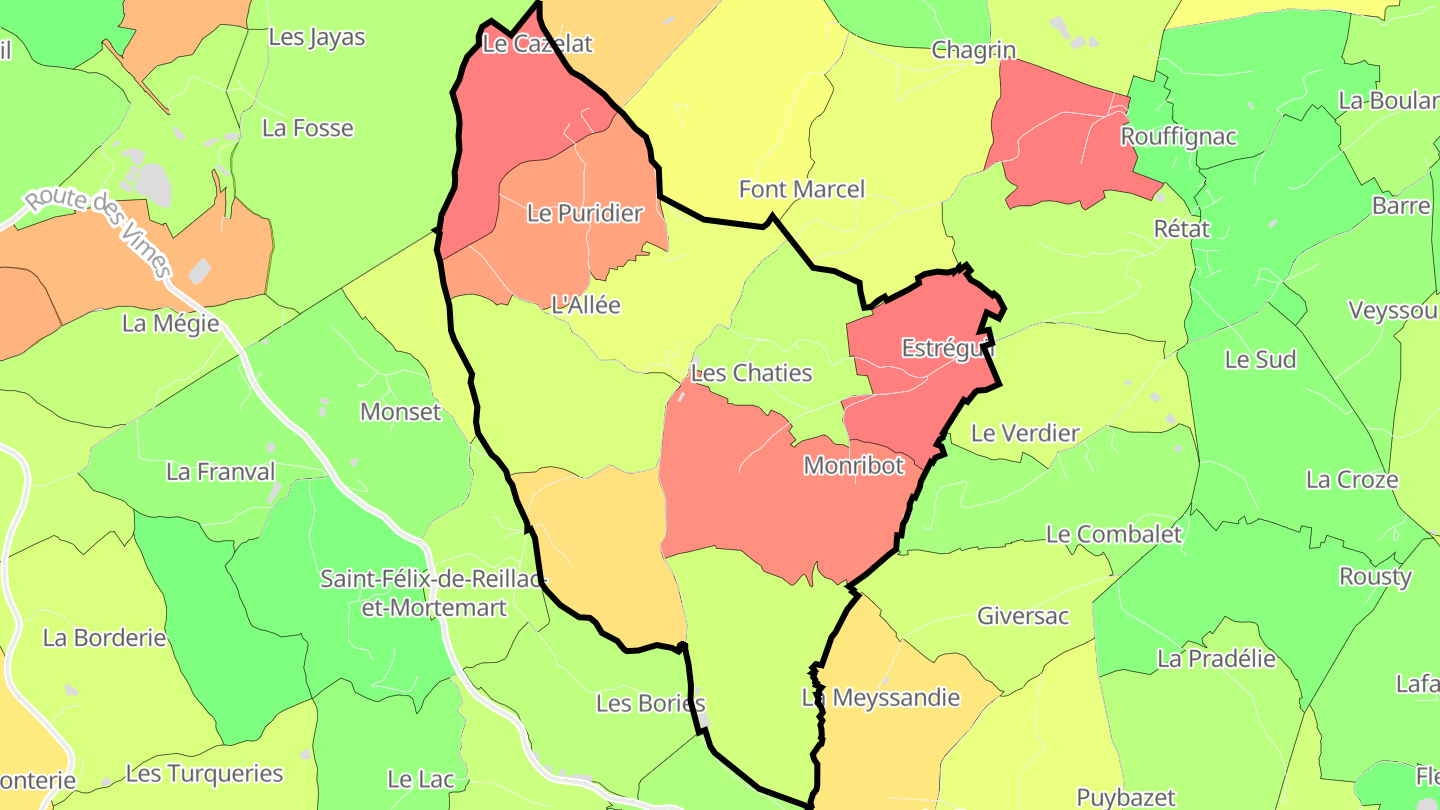 Carte des prix de l'immobilier Saint-Cernin-de-Reillac