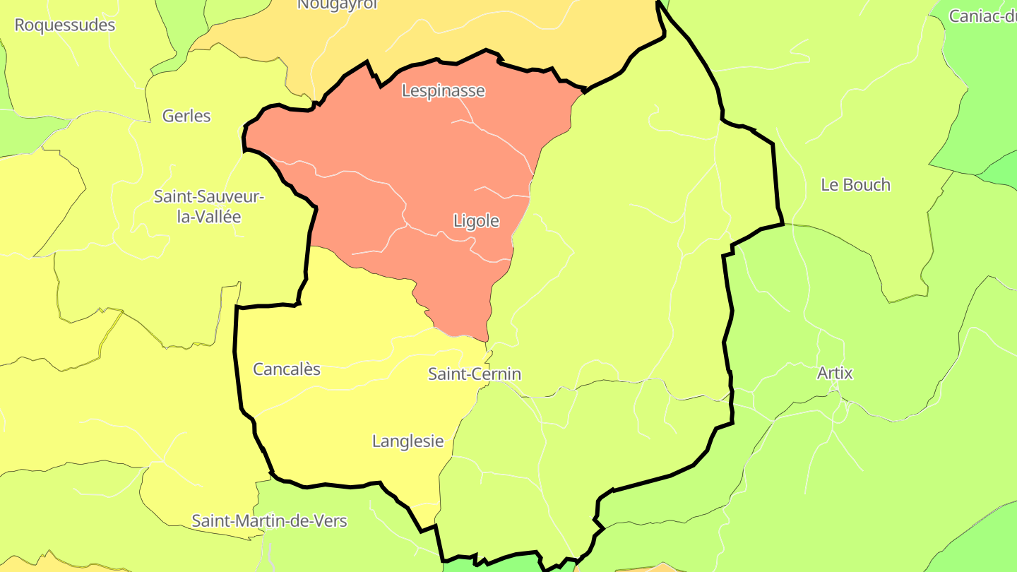 Carte des prix de l'immobilier Saint-Cernin