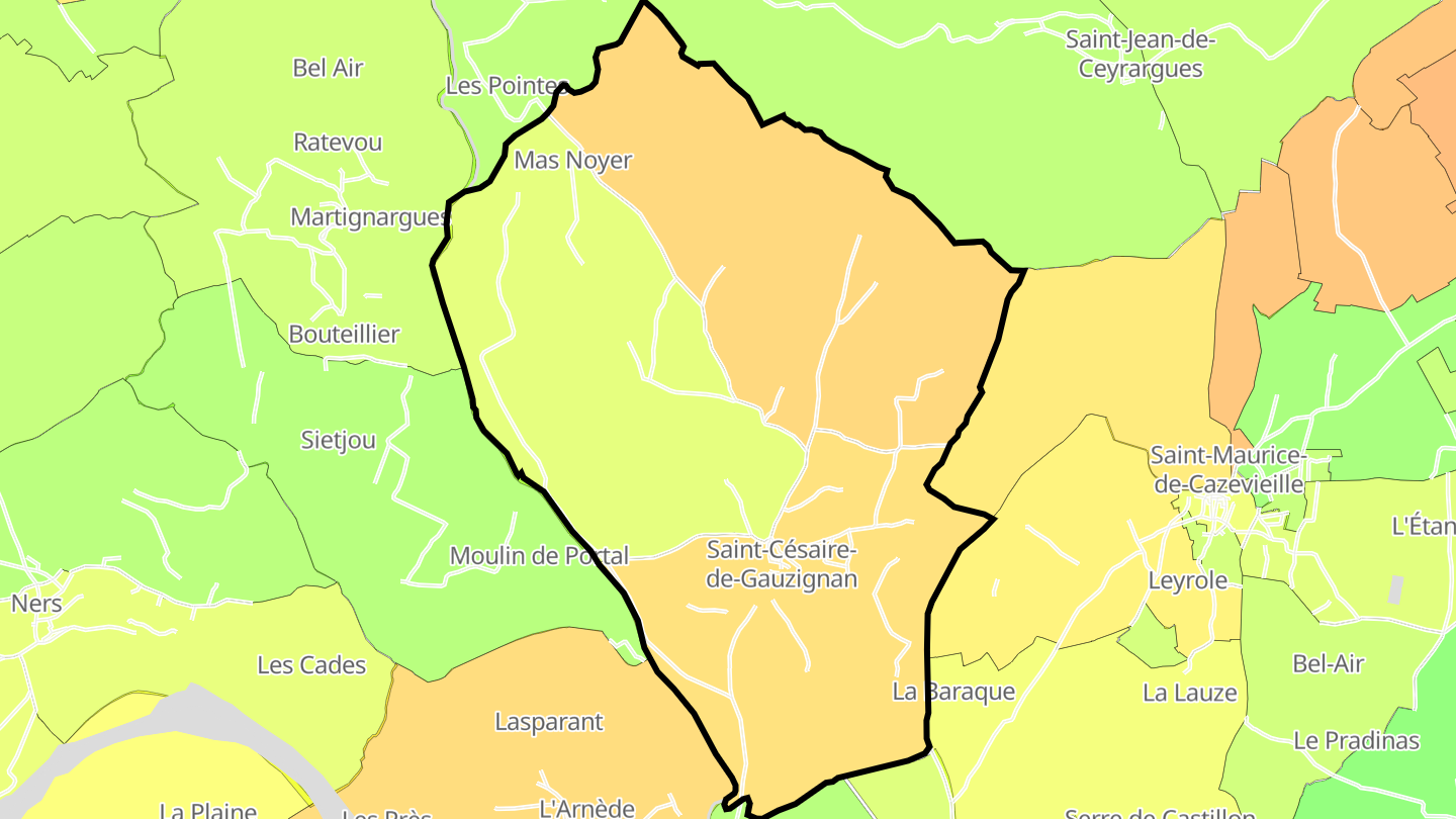 Carte des prix de l'immobilier Saint-Césaire-de-Gauzignan