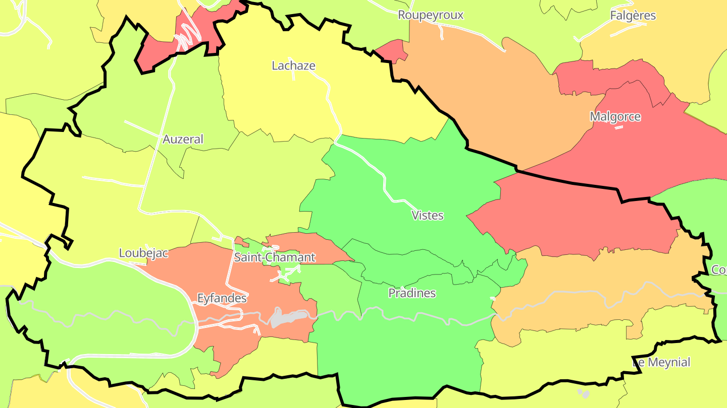 Carte des prix de l'immobilier Saint-Chamant