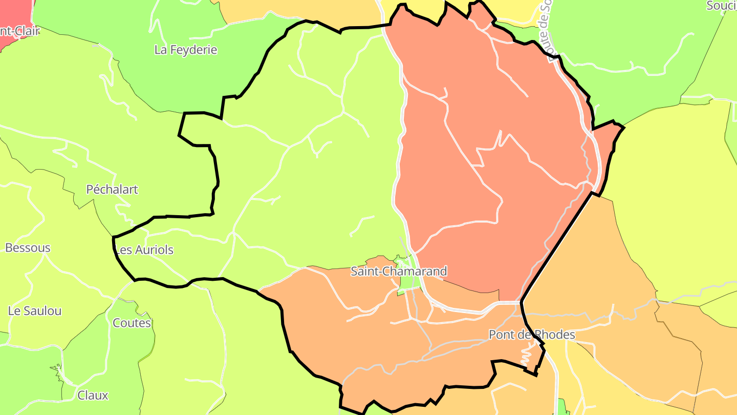 Carte des prix de l'immobilier Saint-Chamarand