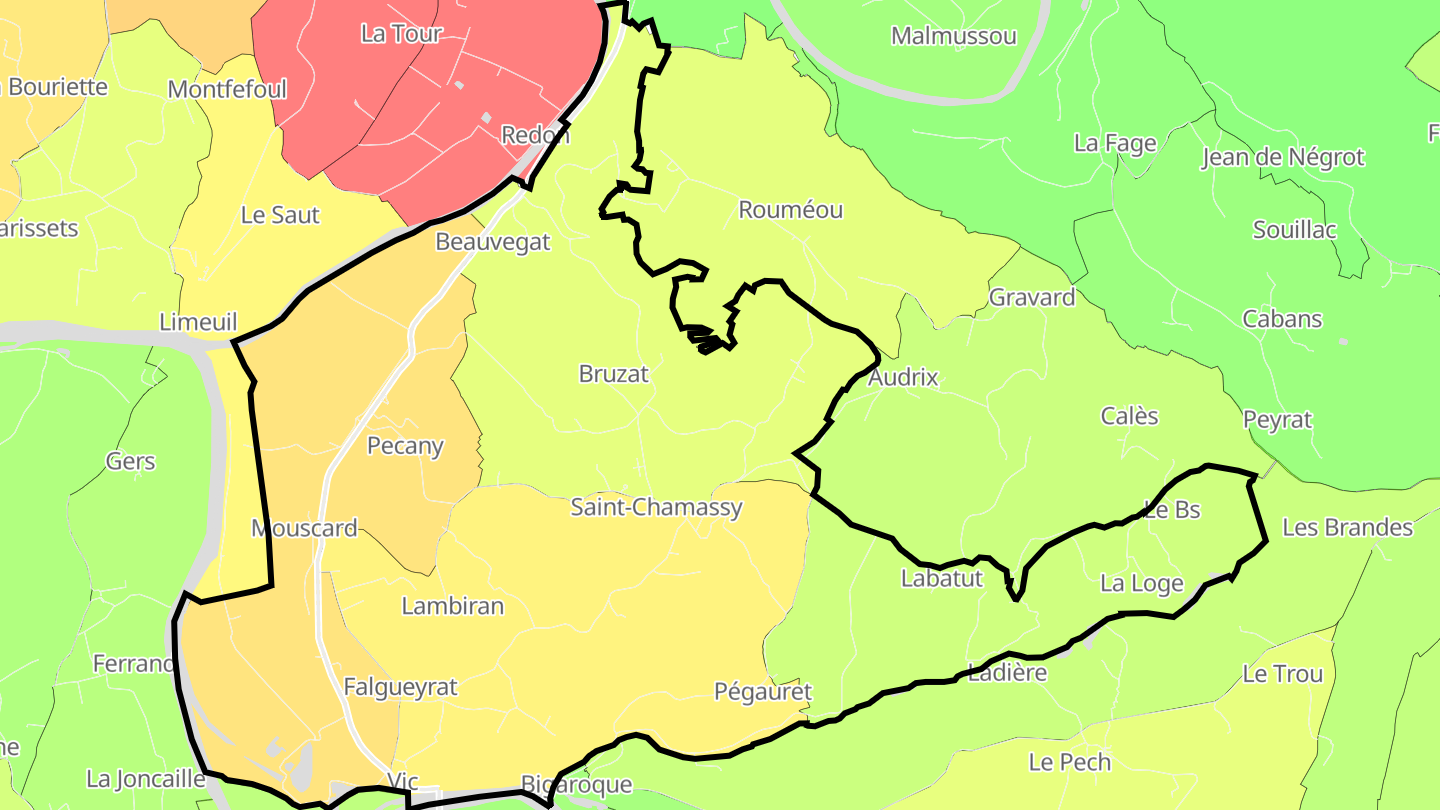 Carte des prix de l'immobilier Saint-Chamassy