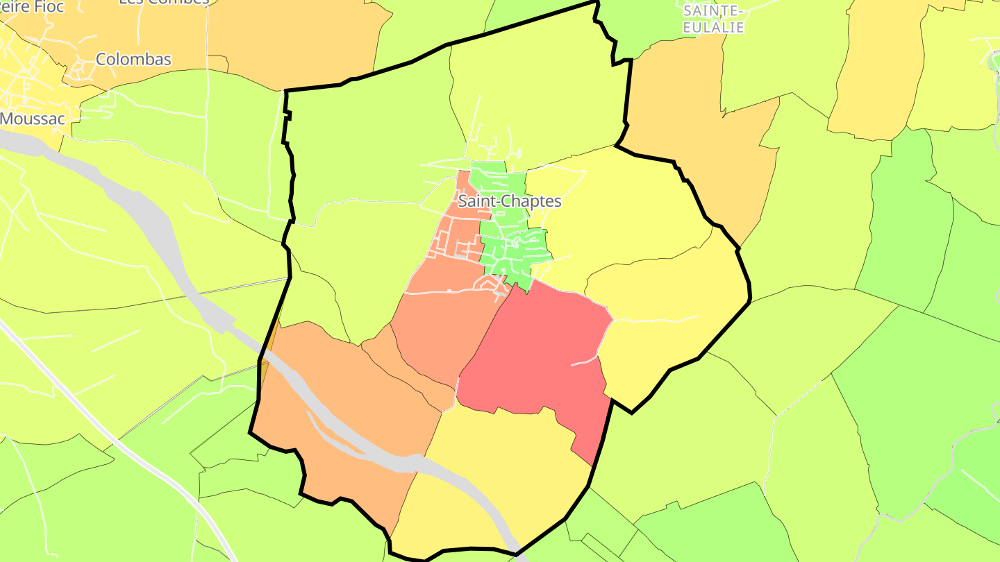 Carte des prix de l'immobilier Saint-Chaptes