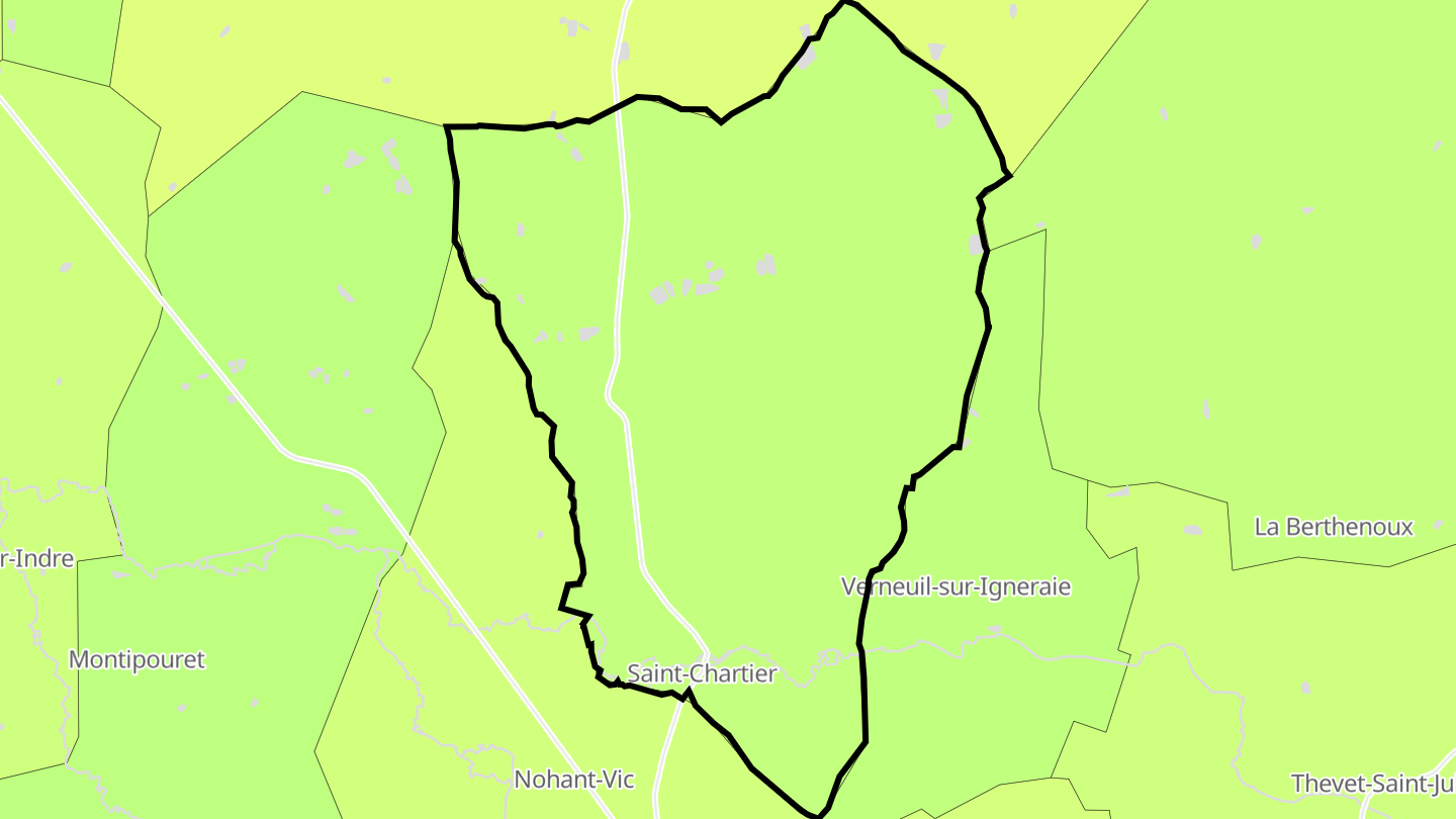 Carte des prix de l'immobilier Saint-Chartier