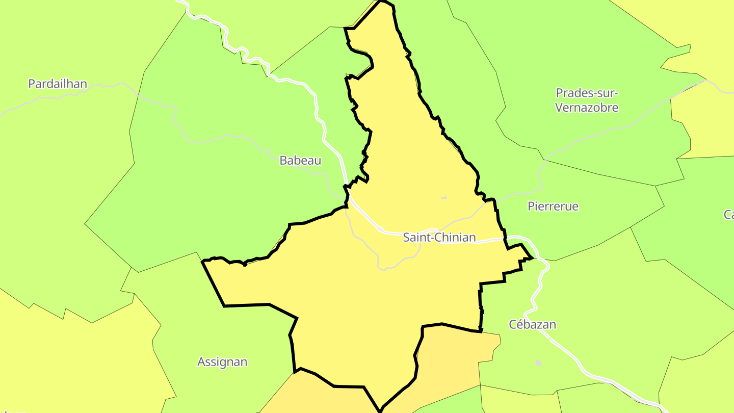 Carte des prix de l'immobilier Saint-Chinian