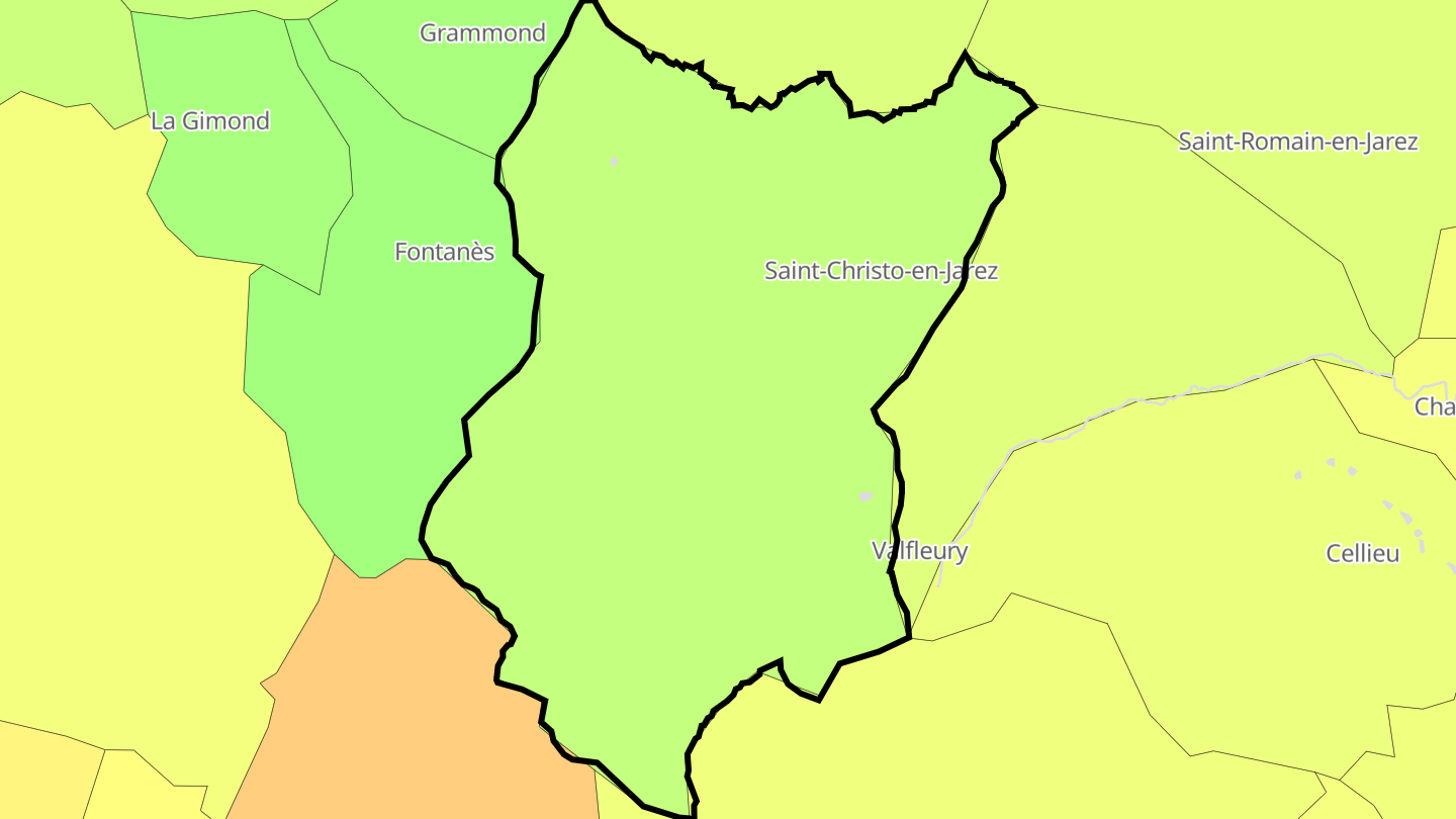Carte des prix de l'immobilier Saint-Christo-en-Jarez