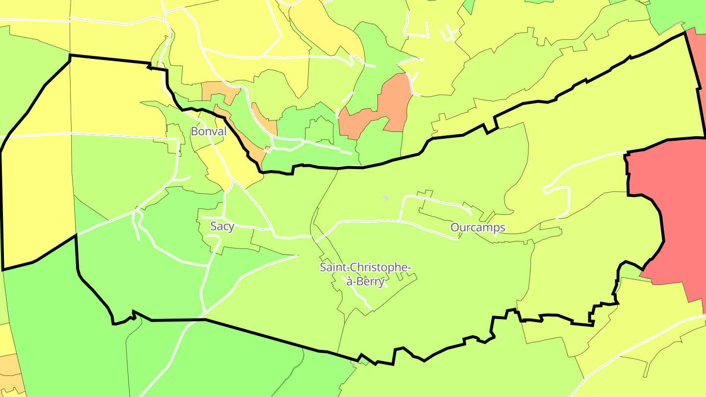 Carte des prix de l'immobilier Saint-Christophe-à-Berry