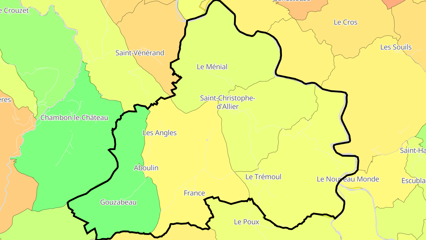 Carte des prix de l'immobilier Saint-Christophe-d'Allier