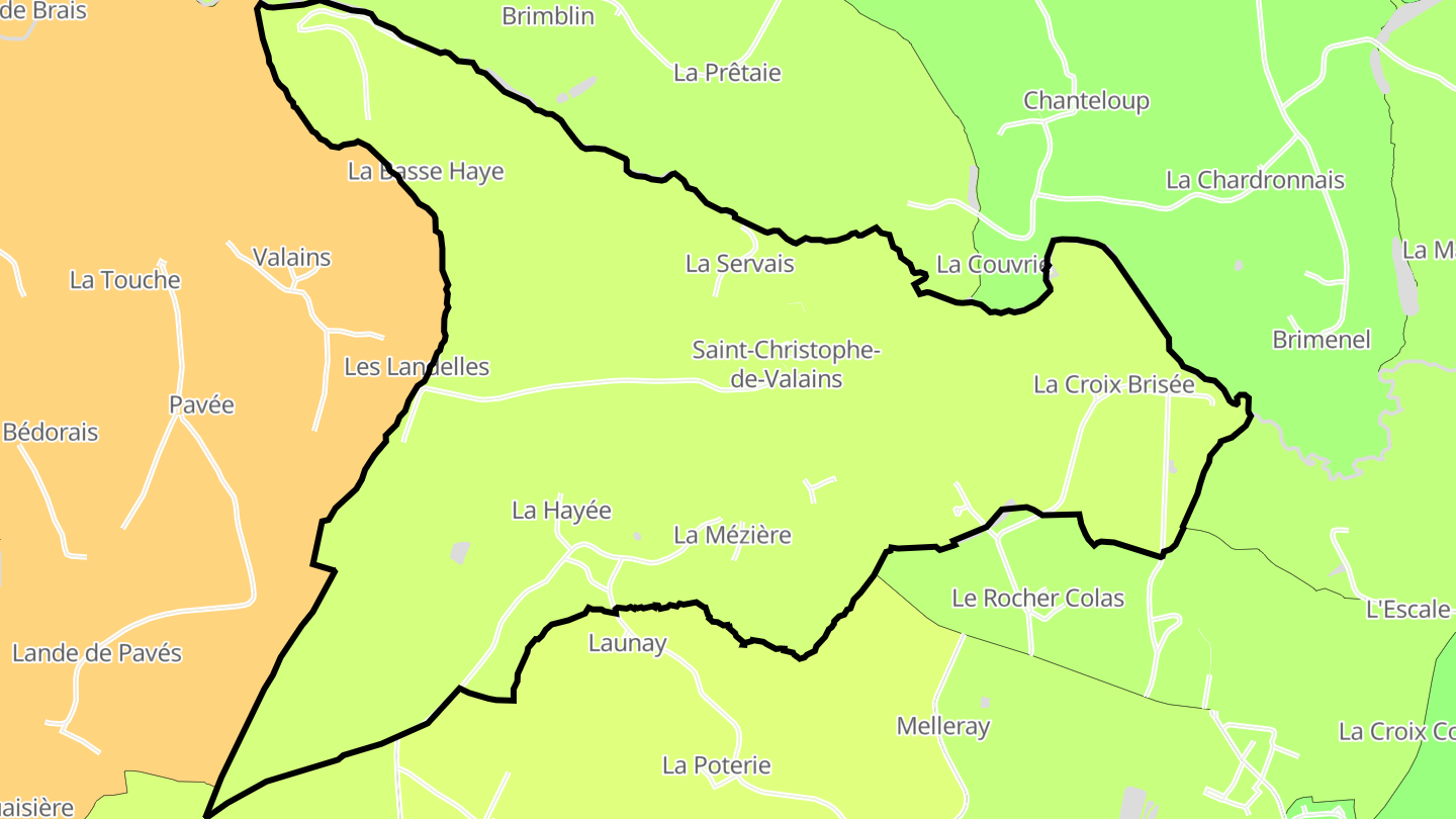 Carte des prix de l'immobilier Saint-Christophe-de-Valains