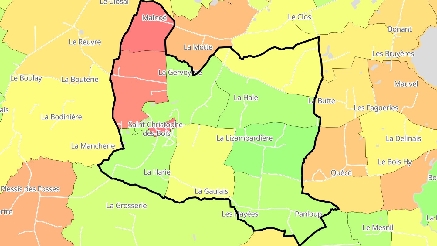 Carte des prix de l'immobilier Saint-Christophe-des-Bois