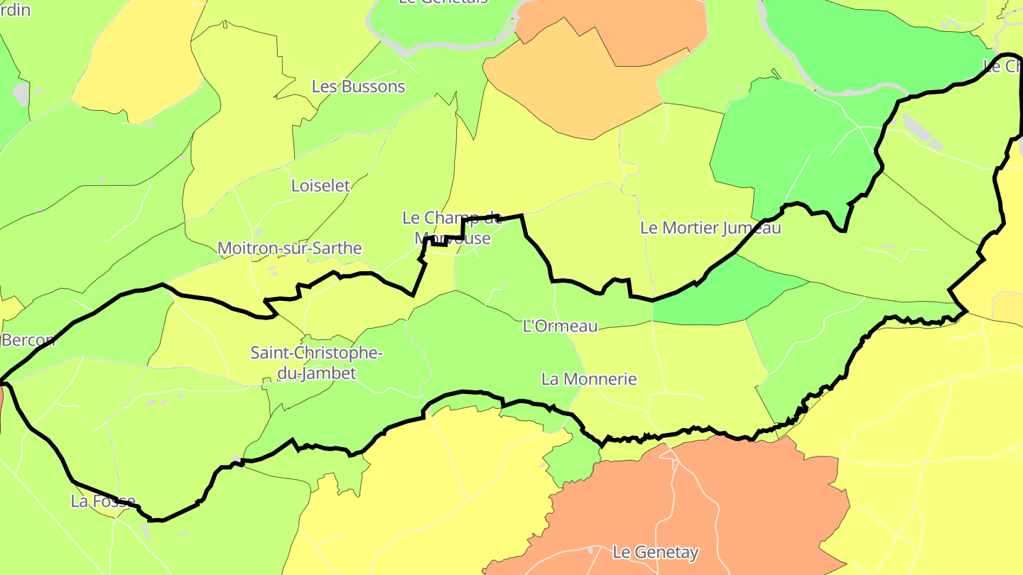 Carte des prix de l'immobilier Saint-Christophe-du-Jambet