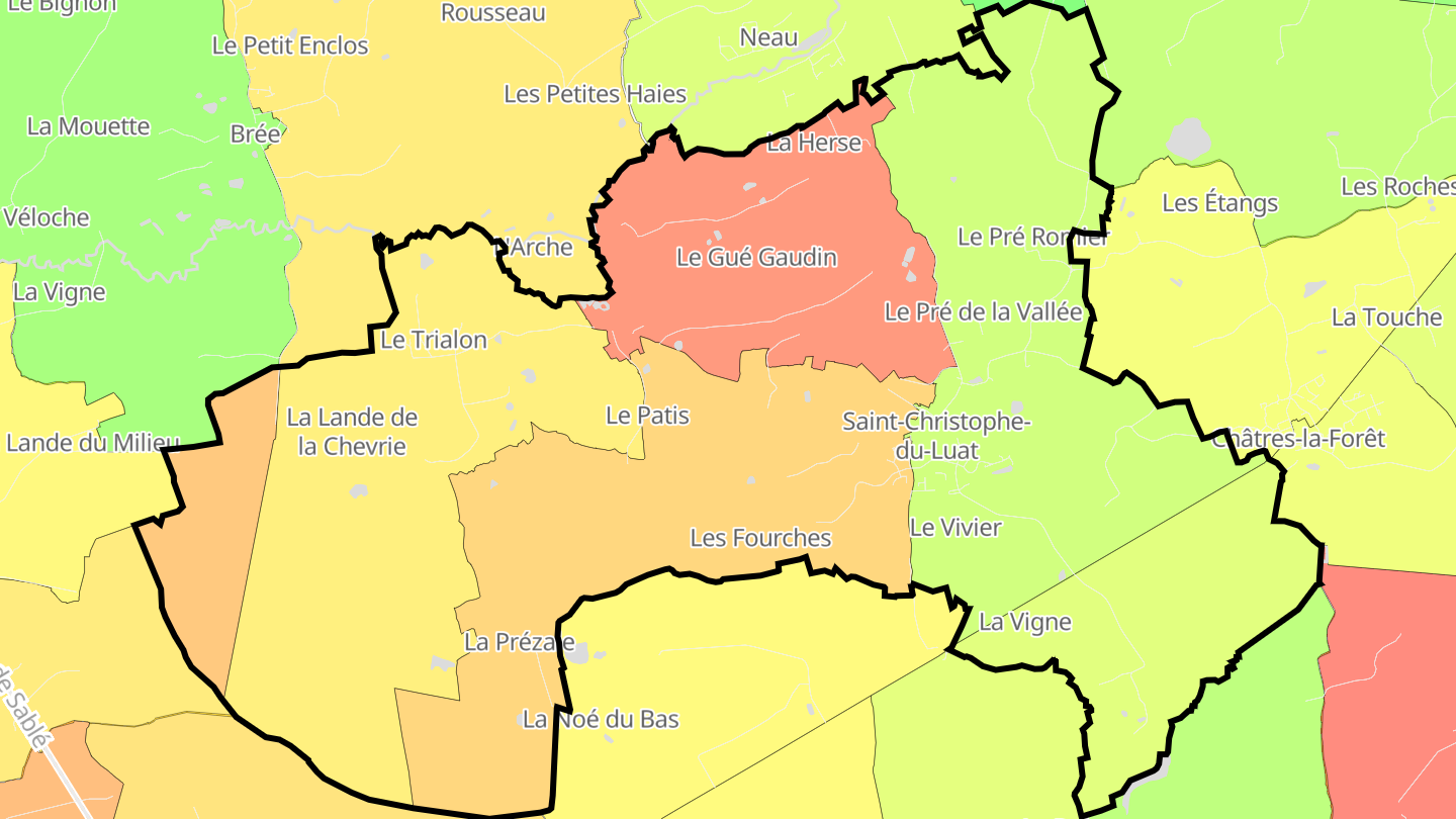 Carte des prix de l'immobilier Saint-Christophe-du-Luat