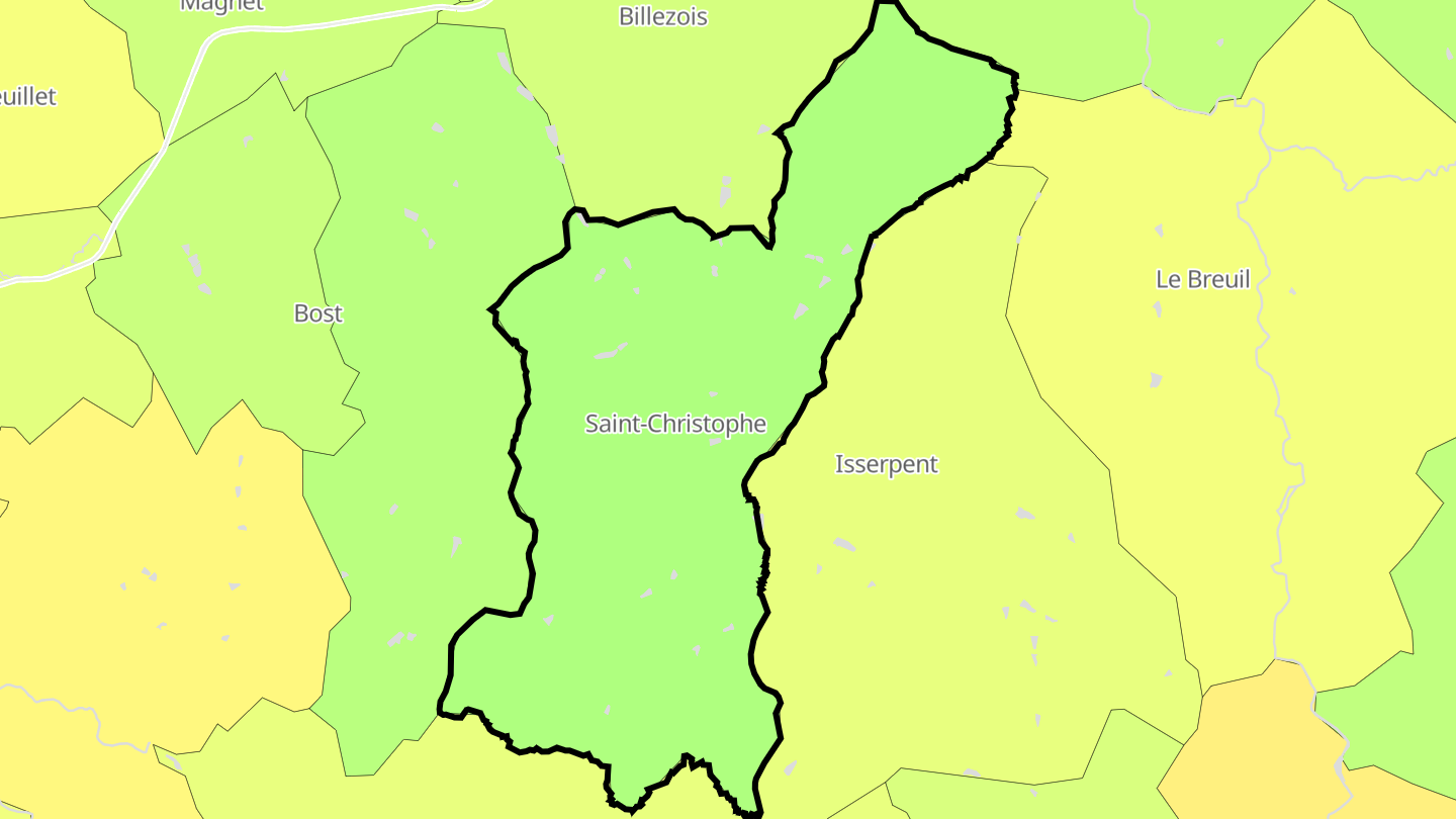 Carte des prix de l'immobilier Saint-Christophe-en-Bourbonnais