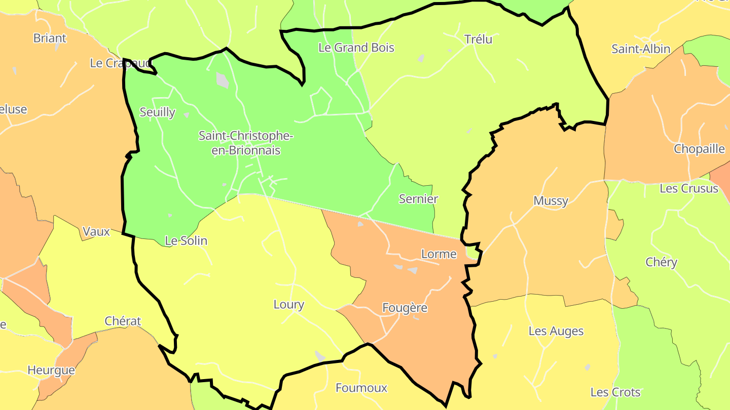 Carte des prix de l'immobilier Saint-Christophe-en-Brionnais