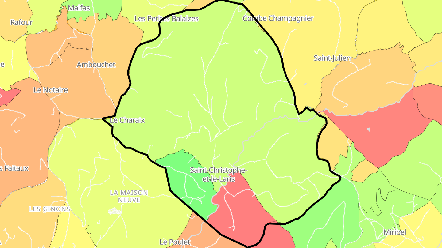 Carte des prix de l'immobilier Saint-Christophe-et-le-Laris
