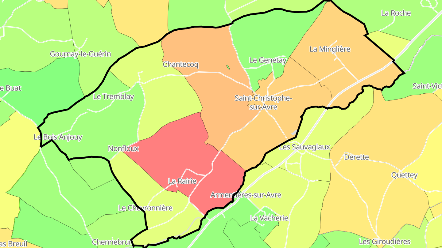 Carte des prix de l'immobilier Saint-Christophe-sur-Avre