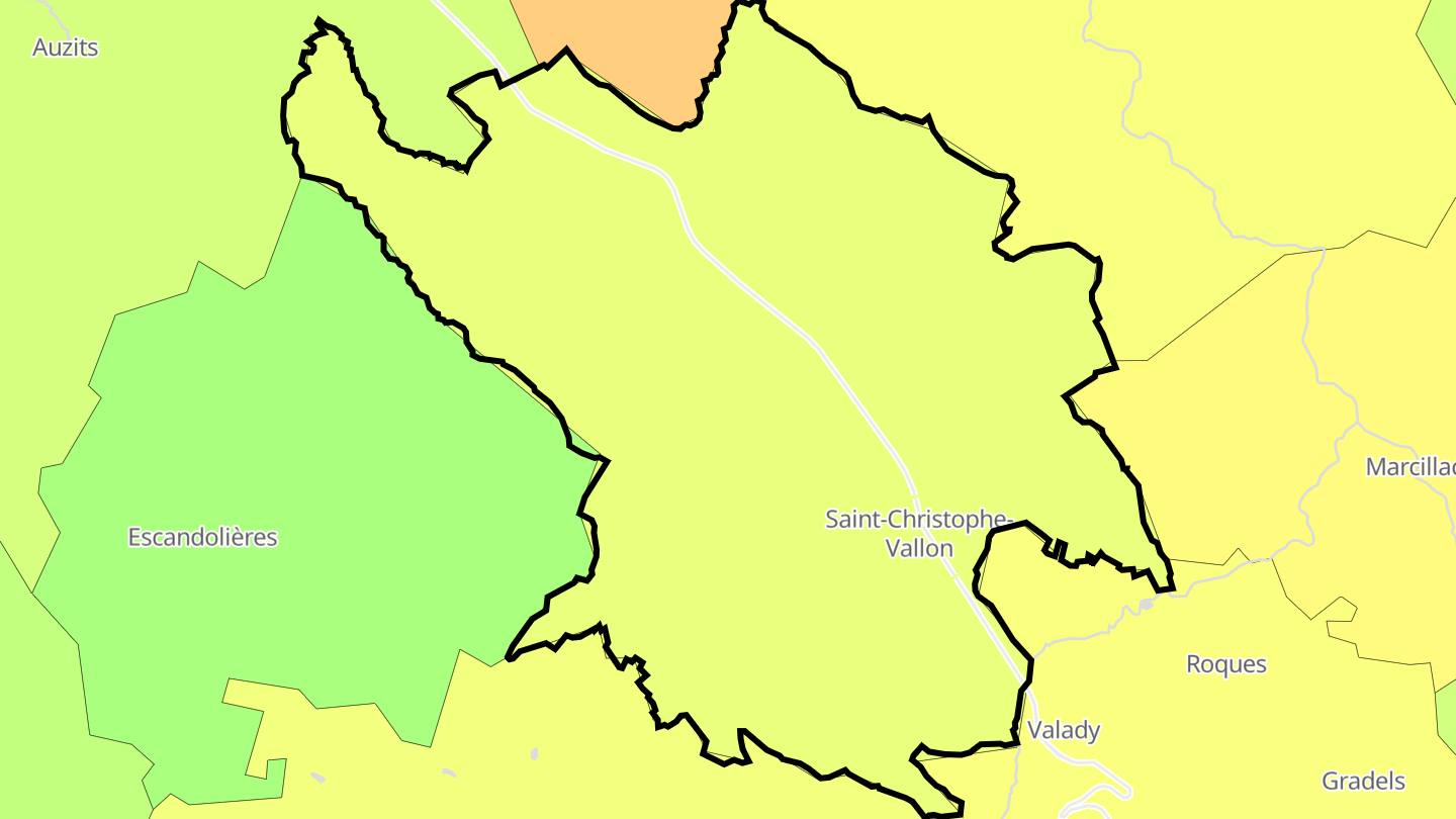 Carte des prix de l'immobilier Saint-Christophe-Vallon