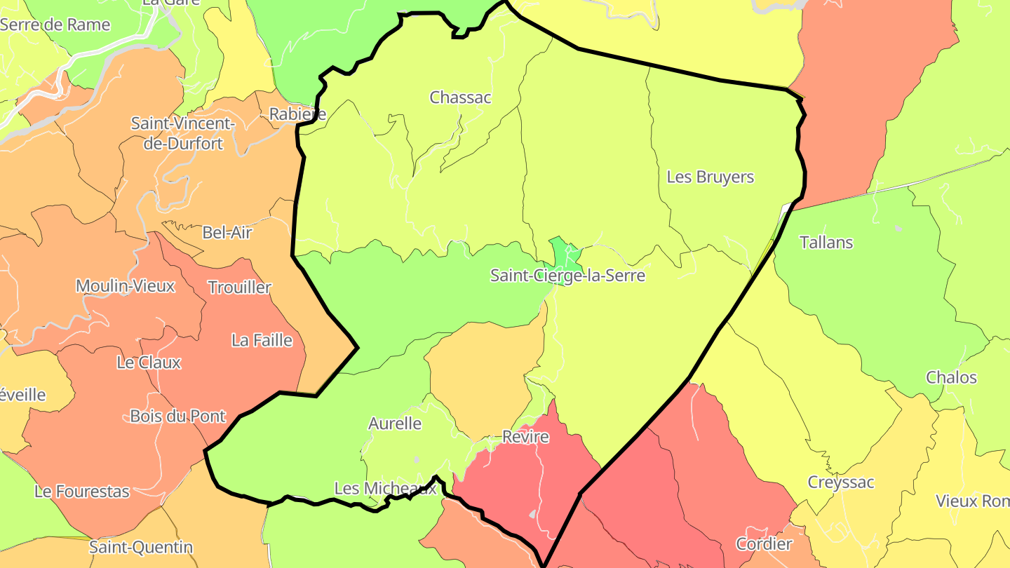 Carte des prix de l'immobilier Saint-Cierge-la-Serre