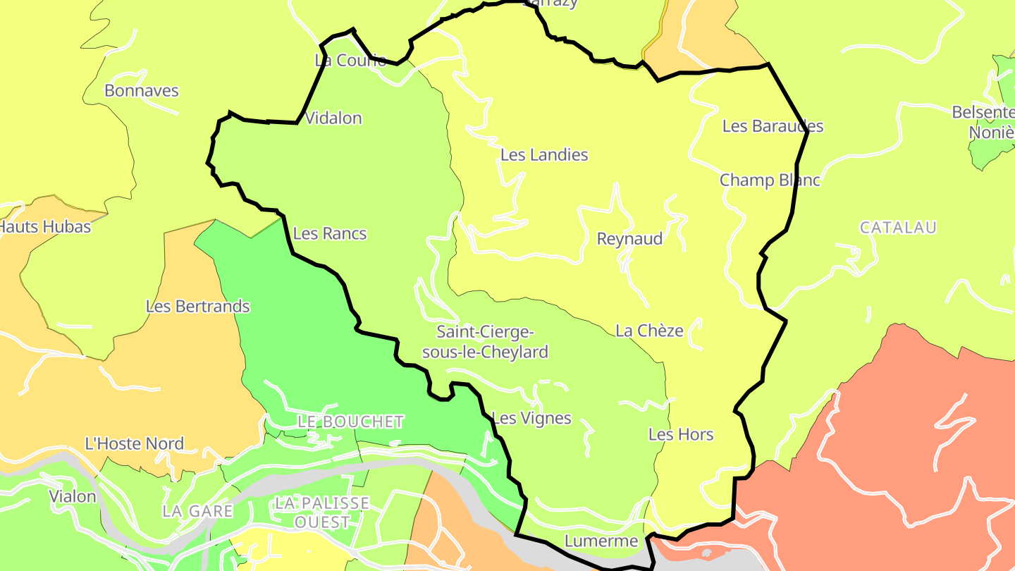 Carte des prix de l'immobilier Saint-Cierge-sous-le-Cheylard