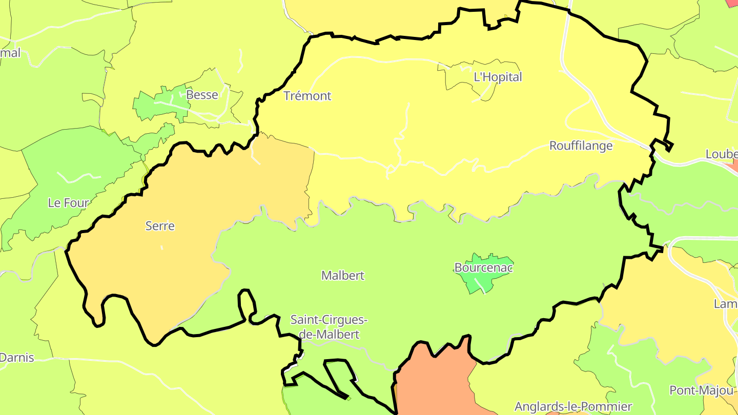 Carte des prix de l'immobilier Saint-Cirgues-de-Malbert