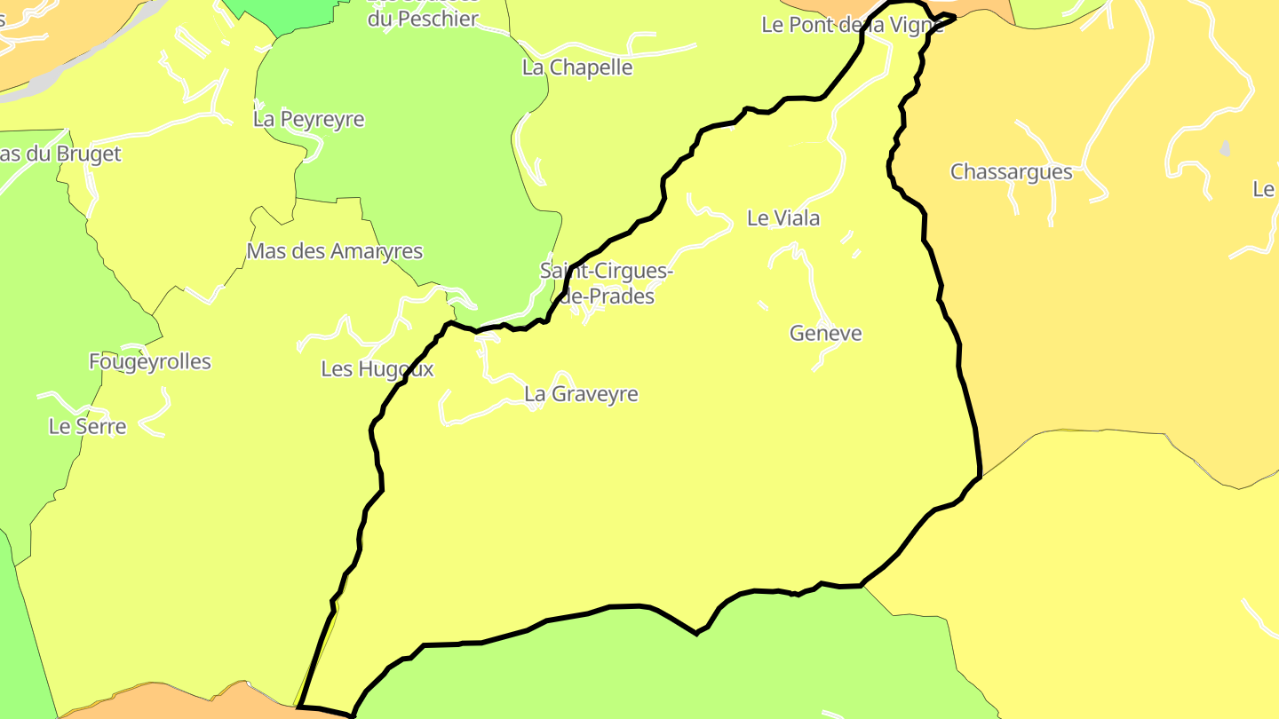 Carte des prix de l'immobilier Saint-Cirgues-de-Prades