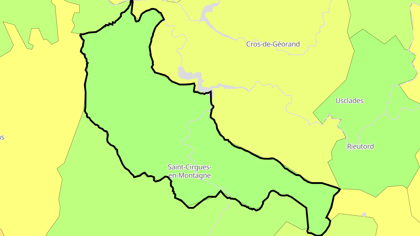 Carte des prix de l'immobilier Saint-Cirgues-en-Montagne