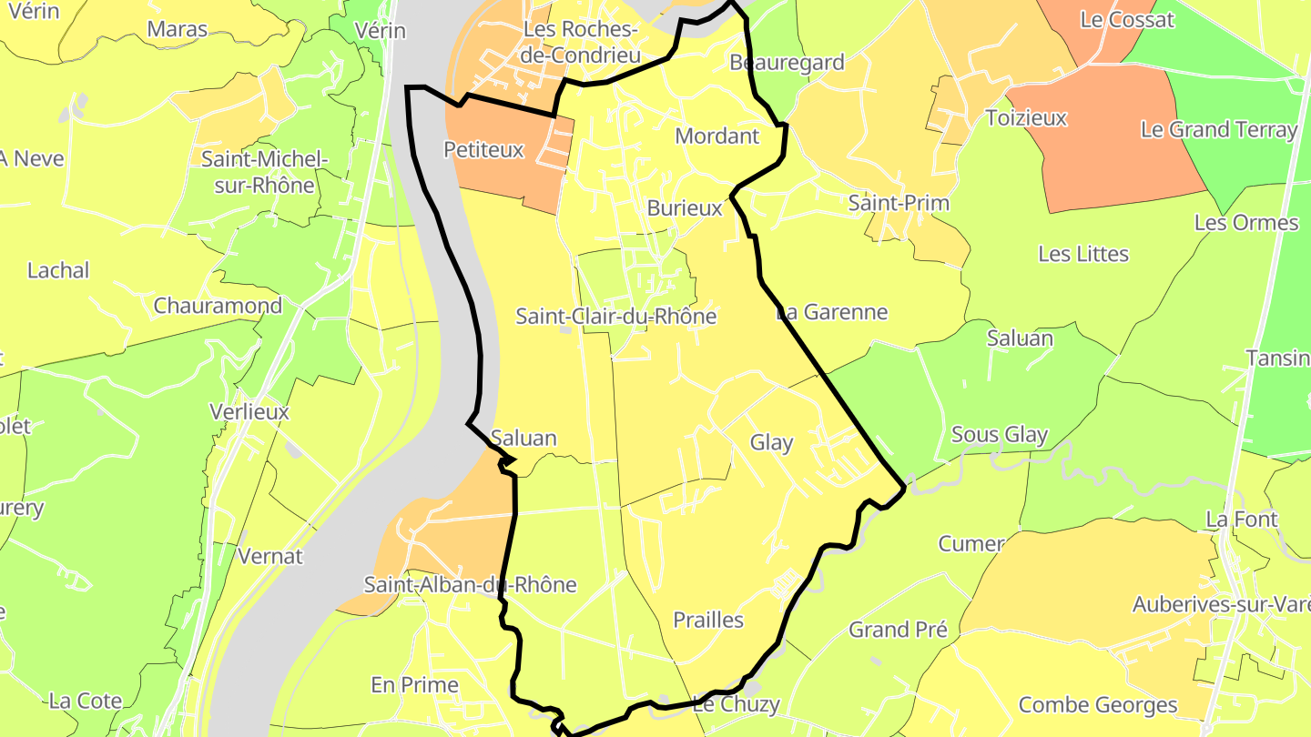 Carte des prix de l'immobilier Saint-Clair-du-Rhône
