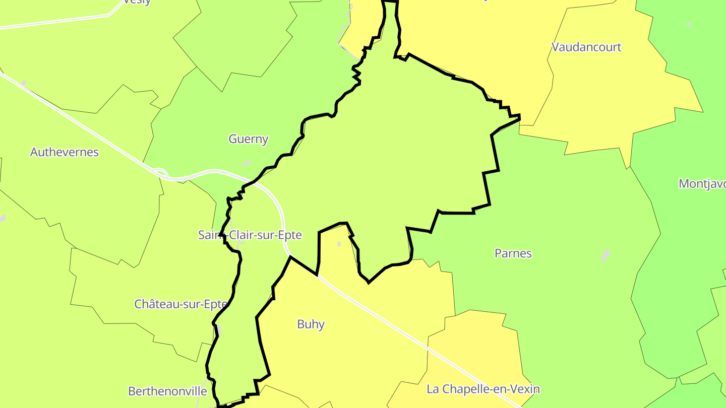 Carte des prix de l'immobilier Saint-Clair-sur-Epte