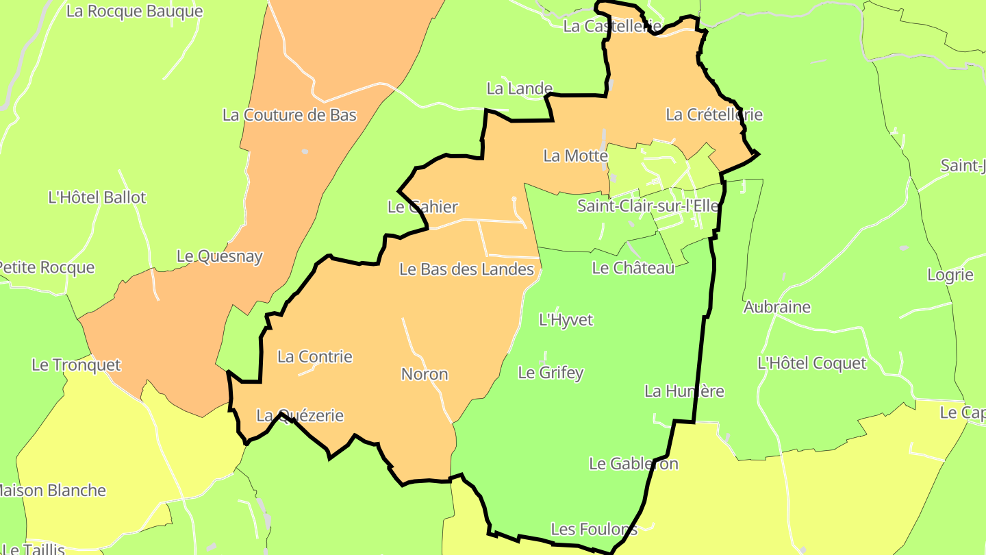 Carte des prix de l'immobilier Saint-Clair-sur-l'Elle