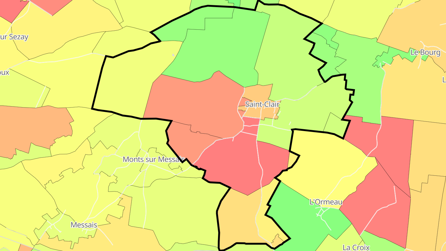 Carte des prix de l'immobilier Saint-Clair