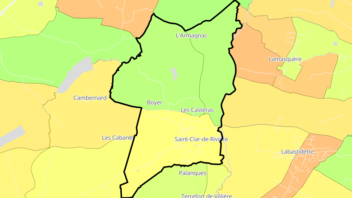 Carte des prix de l'immobilier Saint-Clar-de-Rivière