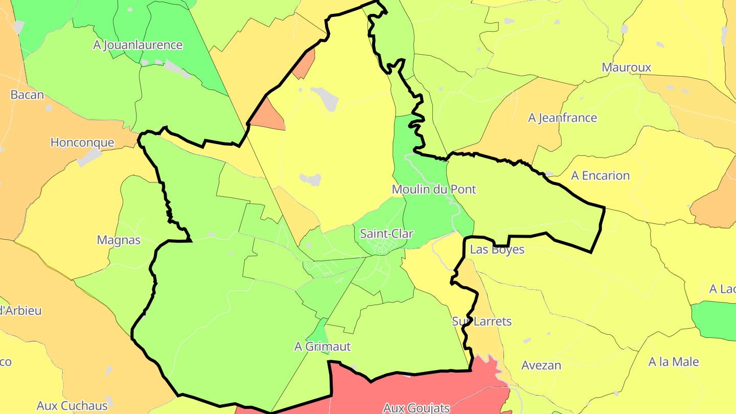 Carte des prix de l'immobilier Saint-Clar