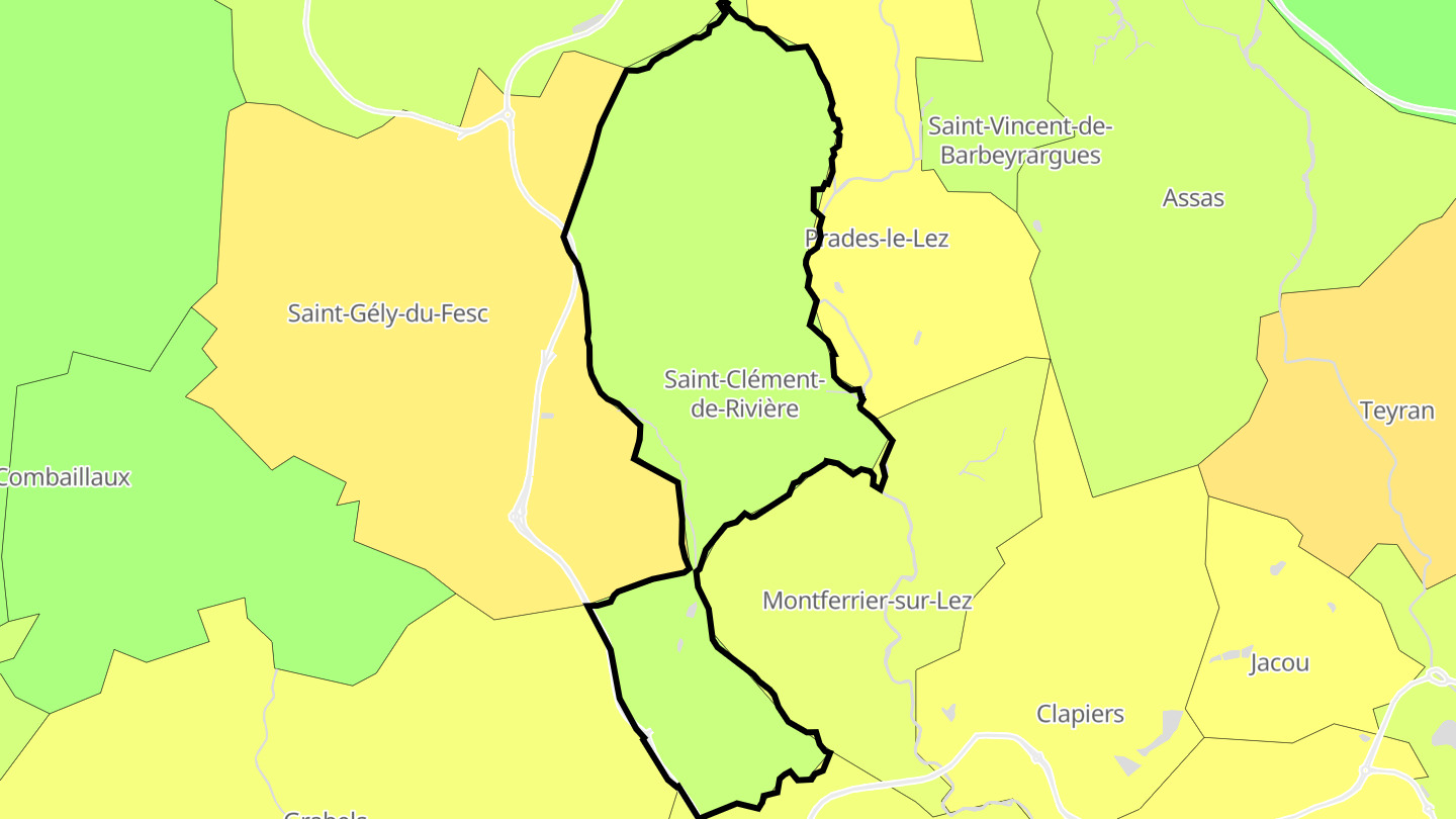Carte des prix de l'immobilier Saint-Clément-de-Rivière
