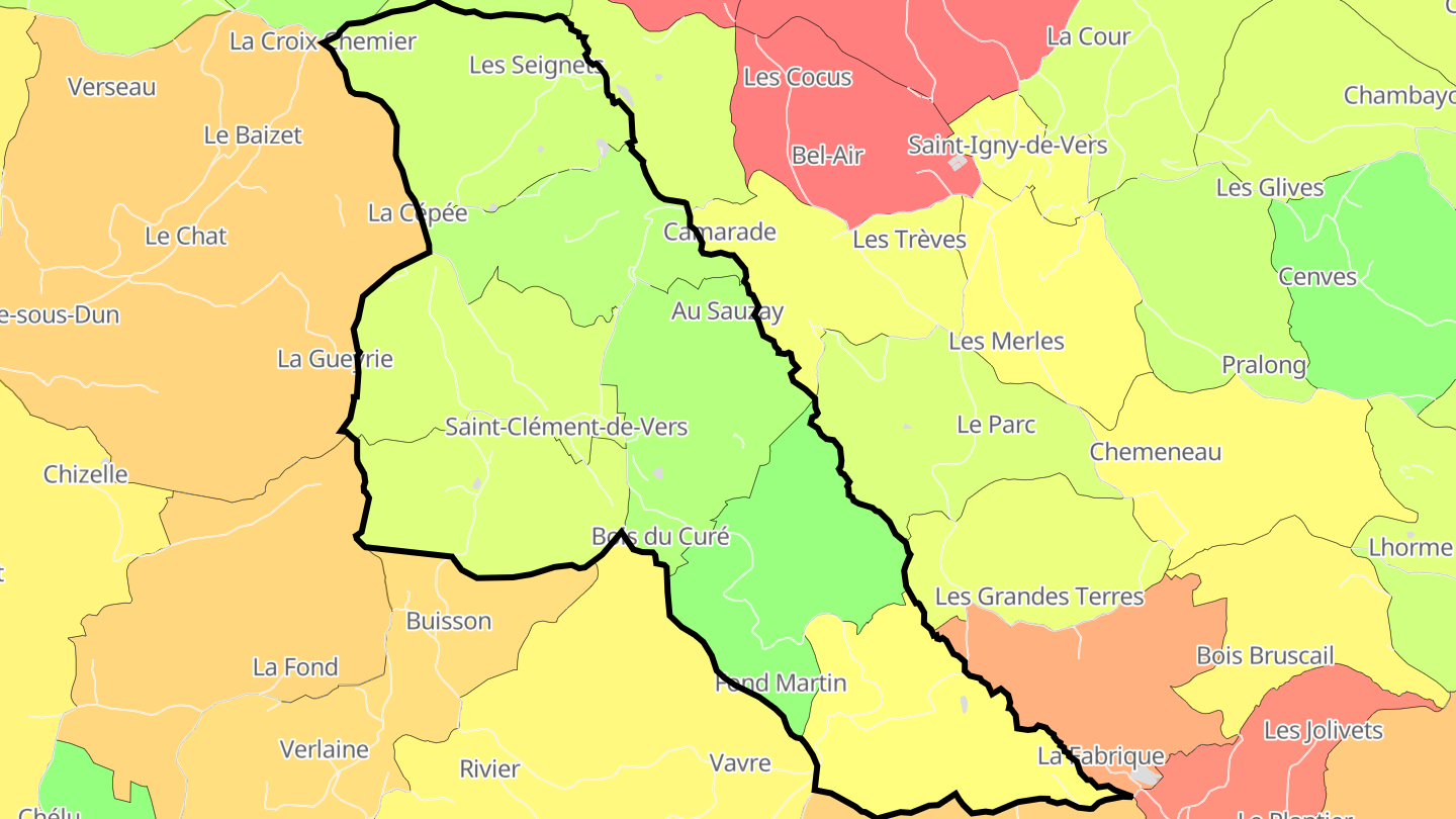 Carte des prix de l'immobilier Saint-Clément-de-Vers