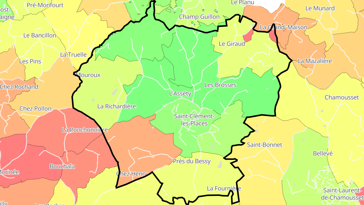 Carte des prix de l'immobilier Saint-Clément-les-Places