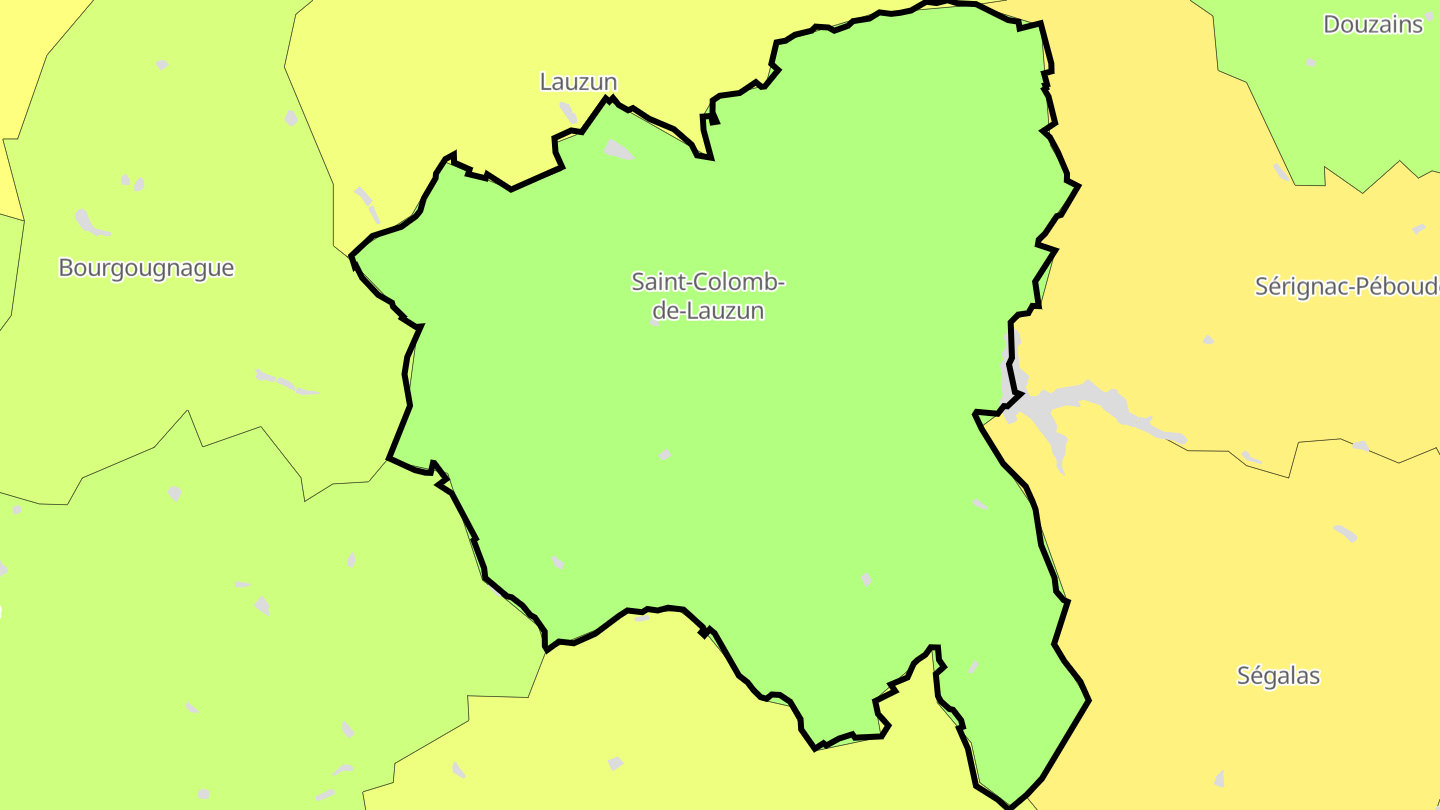 Carte des prix de l'immobilier Saint-Colomb-de-Lauzun