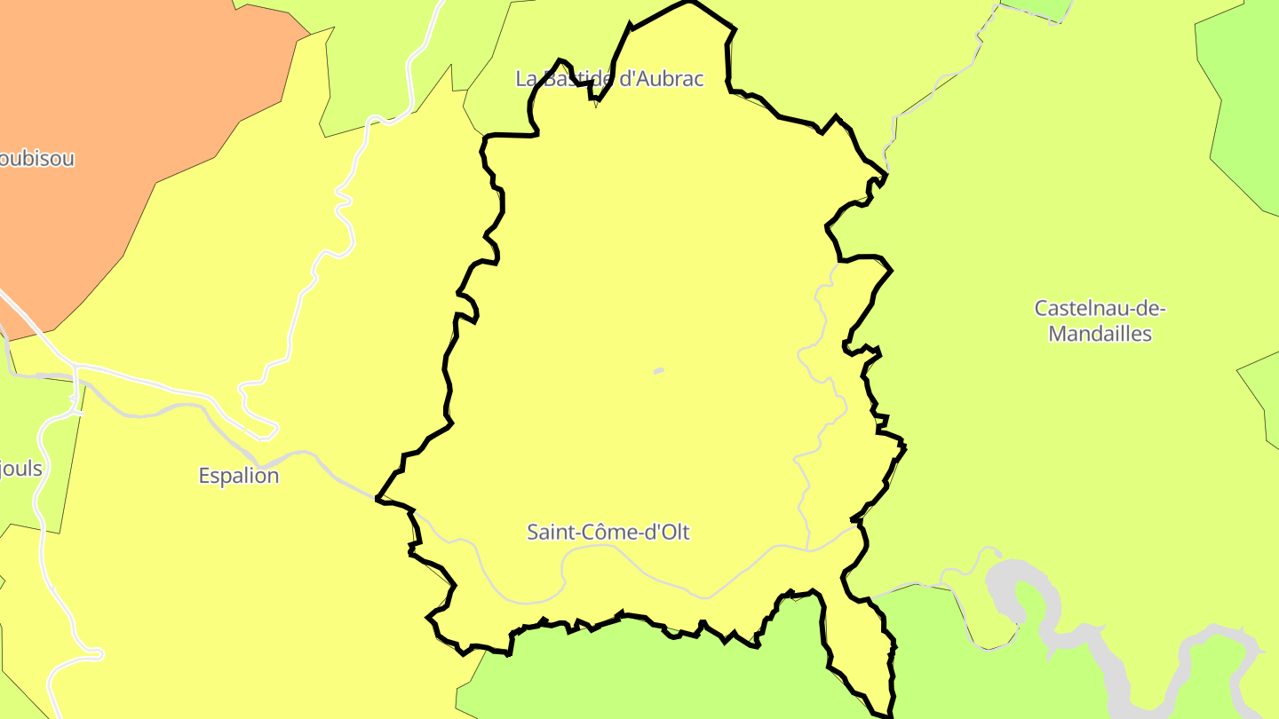 Carte des prix de l'immobilier Saint-Côme-d'Olt