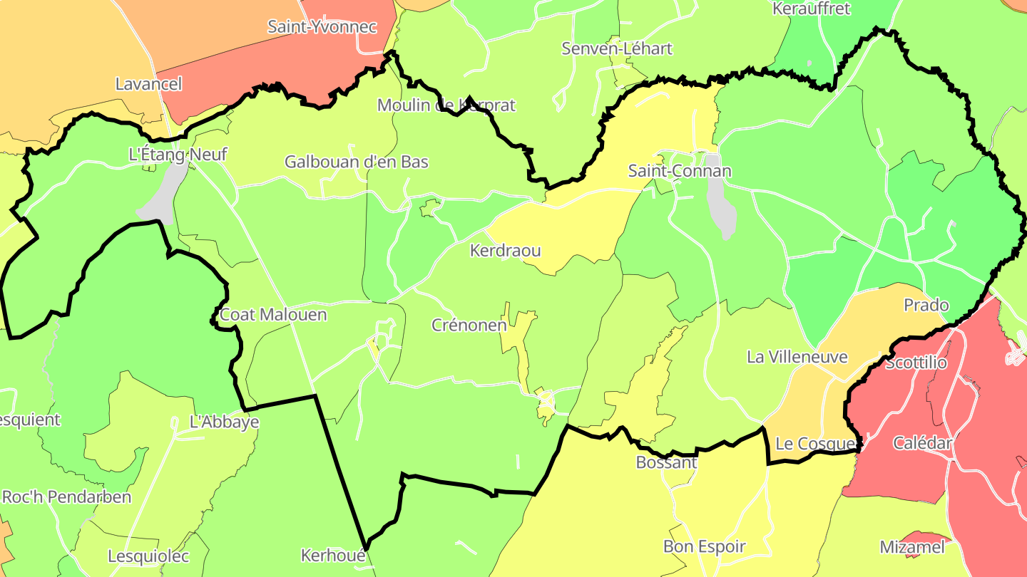 Carte des prix de l'immobilier Saint-Connan